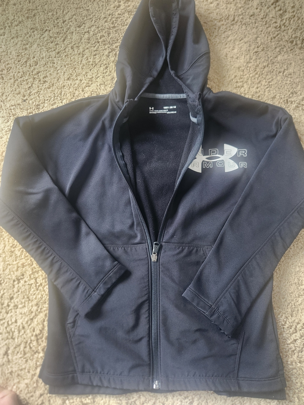 Under Armour Black Hooded Full-Zip Jacket with White Logo